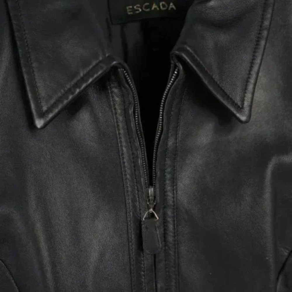 Escada Black Tailored Leather Jacket - Gem